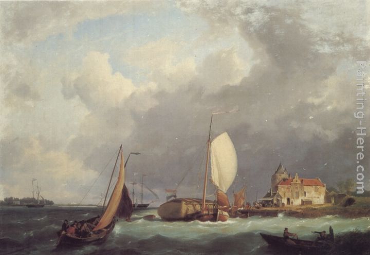 Shipping off the Dutch Coast painting - Hermanus Koekkoek Snr Shipping off the Dutch Coast art painting